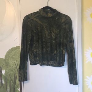 Unique Green Mockneck Crop